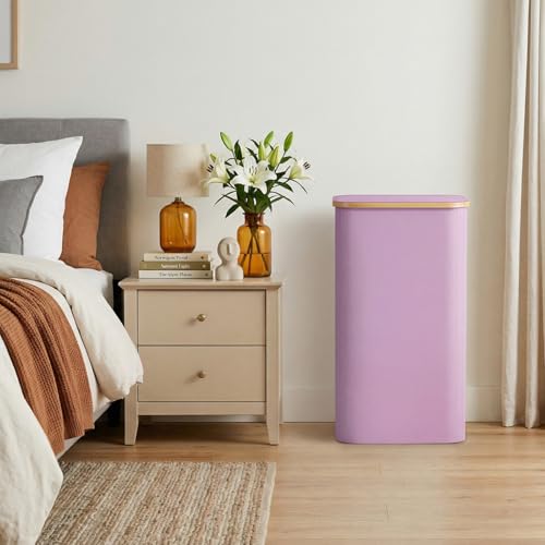 Lifewit 100L Laundry Basket with Lid, Clothes Hampers for Laundry with Bamboo Handles and 1 Removable Bag, Large Foldable Laundry Hamper for Bedroom, Bathroom, Dorm, Laundry Room, Purple - color: Purple, size: 100L