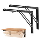 Ravinte 2 Pack 22 Inch Folding Shelf Brackets – Matte Black, Heavy Duty Collapsible Brackets for Tables and Benches – Space-Saving Design - size: 22 Inch