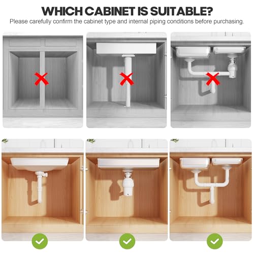 1 Pack Expandable Under Sink Organizers Storage With Upgrade Ball-Bearing Slide Tracks,2-Tier Pull Out Under Cabinet Organizer Height Adjustable,Not Suitable For Cabinets With Partitions In The Middle - color: White, size: 1 Pack-15.3"-24.2"W