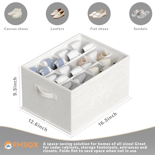 FHSQX 2 Pack Shoe Organizer for Closet,Foldable Shoe Organizer,Fits up to 24 Pairs,Storage Containers With Bottom Support for Shoes (Whtie, 16.5 * 12.6 * 9.5in) - color: Whtie, size: 16.5*12.6*9.5in