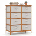 LOKO Fabric Dresser with 8 Drawers, Bamboo Storage Tower with Foldable Drawers & Top Shelf, Modern Chest of Drawers, Tall Vertical Organizer Unit for Closet, Living Room, Bedroom, Hallway - size: 16"D x 31.5"W x 37"H (8 Drawers)