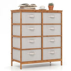 LOKO Fabric Dresser with 8 Drawers, Bamboo Storage Tower with Foldable Drawers & Top Shelf, Modern Chest of Drawers, Tall Vertical Organizer Unit for Closet, Living Room, Bedroom, Hallway - size: 16"D x 31.5"W x 37"H (8 Drawers)