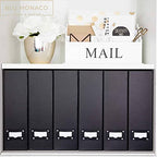 BLU MONACO Foldable Black Magazine File Holder | Set of 6 Cardboard Desk Organizer Boxes | Vertical Magazine File Holder | Standing File Holder | Office Classroom or Home - color: Black