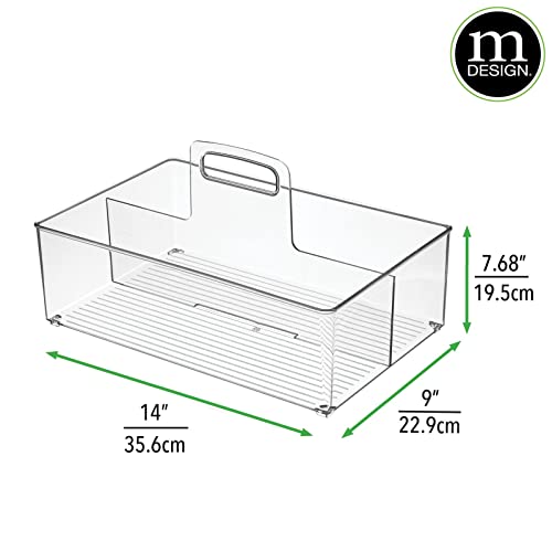 mDesign Large Plastic Divided Portable Storage Organizer Caddy Tote Basket Bin with Handle for Kitchen, Pantry, Countertop, Cabinet, Cupboard - Ligne Collection - Clear - size: Pack of 1