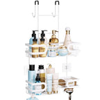 HapiRm Shower Caddy Over Door- Hanging Shower Organizer with 14 Hooks and Soap Holder, Rustproof & Waterproof Stainless Steel Bathroom Shelf - White - color: White