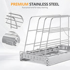 Pull Out Cabinet Organizer for Cutting Board, Cookie Sheet, Baking Sheet, Stainless Steel Sliding Rack for Bakeware & Trays, Heavy-Duty Cutting Board Organizer (9” x 16.5” (22.8 x 41.8 cm)) - style: 9”W x 16.5”D (22.8 x 41.8 cm)