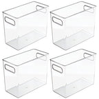 mDesign Plastic Tall Food Storage Organization Container Bin with Handles for Kitchen, Pantry, Cabinet, Fridge/Freezer, Countertop - Organizer for Snacks/Appliances, Ligne Collection, 4 Pack, Clear - size: 10 x 5 x 8 (Pack of 4)