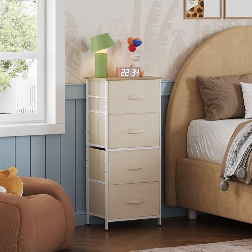 WLIVE Dresser with 4 Drawers, Storage Tower, Organizer Unit, Fabric Dresser for Bedroom, Hallway, Entryway, Closets, Sturdy Steel Frame, Wood Top, Easy Pull Handle, Cream White - color: Cream White