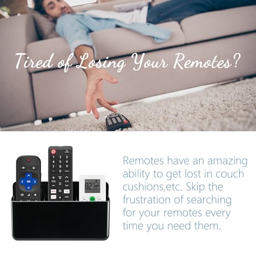3 Slot Adjustable Remote Control Holder Wall Mount, TV Remote Box Hollow Bottom Slot Easy Phone Charging, Self Adhesive Remote Holder,Wall Pen Holder Storage Accessories for Home Office School (Black) - color: Black