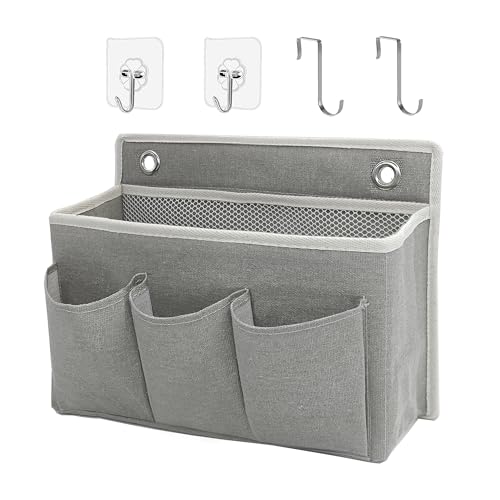 Wall Hanging Organizer Bag/Hanging Baskets with Large Mesh Compartment & 3 Pockets，Over the Door Hanging Organizer Space Saving Storage for Bedroom,RV Camper, Closet (Gray - 1 Pack) - color: Gray - 1 Pack