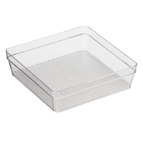 Oggi Clear Drawer Organizer - 6" X 6.25"- Ideal for Organizing Kitchen Drawers, Office, Desk, Silverware, Kitchen Utensils, Cosmetics and Bathrooms - size: 6" by 6"
