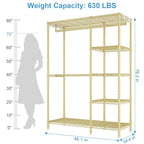Ulif F2 Clothes Rack, 5 Tiers Heavy Duty Garment Rack for Bedroom, Freestanding Adjustable Closet Storage Organizer, 46.1" W x 15.4" D x 78.3" H, Load 630lbs, Upgraded Gold - color: Gold