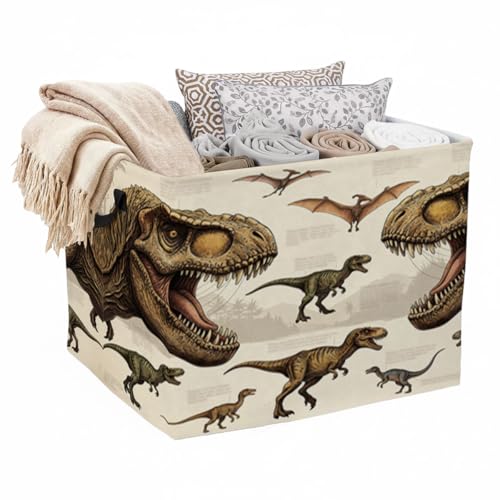 56L Dinosaur Laundry Basket Dirty Clothes Hamper with Handles,Foldable Blanket Storage Large Laundry Hamper with Waterproof,Toy Storage Bin Organizer,Clothes Organizer,Home Decor Gift - color: Dinosaur