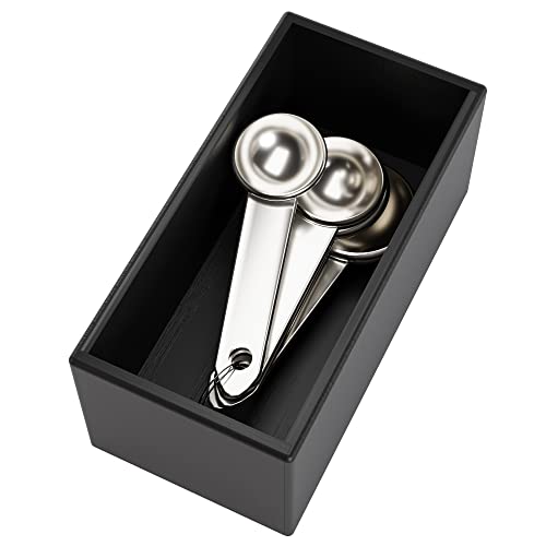 Black Bamboo Drawer Organizer - Silverware&Utensil Holder Organizer for Kitchen Drawers, Multi-Use Drawer Dividers Boxes for Bathroom Counter，Cabinet, Garage, Office Desk, Makeup, Jewelry (6"3"2.5") - color: Black, size: 6*3*2.5 inch