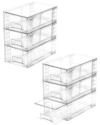 6 Pack Stackable Storage Drawers,Plastic Organizers Bins, Drawers Storage with Handles and Movable Dividers for Organization and Storage in Fridge,Bathroom, Pantry, Kitchen Cabinets, Under Sink - size: 6Pack 4.4"H-with Dividers