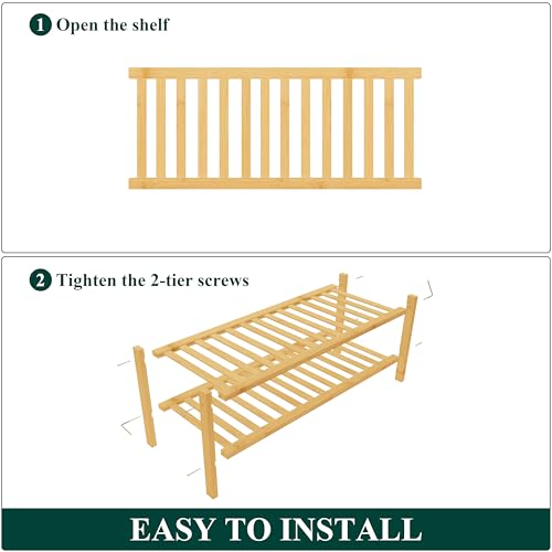 Smiry Shoe Rack, 2 Tier Thick Bamboo Shoe Organizer, Stackable Free Standing Wooden Shoe Storage Shelf for Closet, Entryway, Front Door Entrance, Natural - color: Natural, size: 26.80" Wide - 2 Tier - Thicker