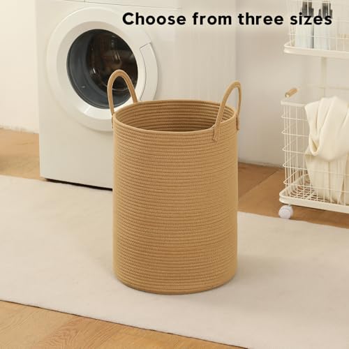 Laundry Basket Hamper Tall Rope Storage Woven for Blanket toys Dirty Clothes in Living Room Bathroom Bedroom (Jute Brown, 80L/21.3Gal) - color: Jute Brown, size: 80L/21.3Gal