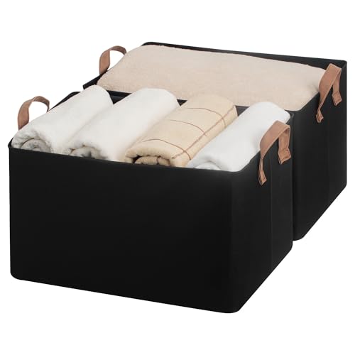 StorageWorks Storage Bins, Fabric Storage Bins for Shelves, Extra Large Storage Baskets with Metal Frame, Closet Baskets and Bins with Handles, Jumbo, Black, 2-Pack - color: Black, size: 19" L x 13 ¼" W x 11" H