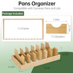 Pan Organizer Compatible with Caraway, Pots and Pans Organizer Under Cabinet, Bamboo Pot Lid Organizers with Adjustable Dividers, U-Shaped Lid Slots, Ideal for Kitchen Countertop and Cabinet Storage