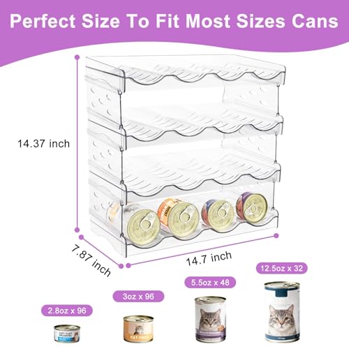 Cat Food Can Organizer, Can Organizer for Pantry, Transparent Cat Food Storage Container Holds 96 (3.5oz) Cans, Canned Food Organizer and Storage for Countertop Kitchen Cabinet (4 Tier-4 Layer) - color: 4 Tier-4 Layer