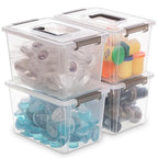 ITYLIFE CITYLIFE Citylife 4 Packs Plastic Storage Bins with Latching Lids Clear Storage Box with handle Stackable Storage Containers for Organizing Toys, Crafts, Legos, Tools - size: 4 Packs (10.31"L x 7.28" W x 6.1"H)