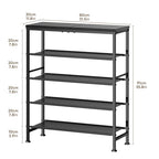 Mavivegue Metal Shoe Rack, 5 Tier Shoe Organizer with MDF Board and Non-Woven Fabric, Shoe Rack for Entryway and Closet,Industrial, Rustic Brown - size: 5 Tier