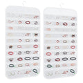 80 Pockets Double-Sided Hanging Jewelry Storage Bag, Transparent Earring, Bracelet, Ring Bag, 33x17 Inch Large Size Fits Wardrobe/Shelf Rod, Travel Portable, Non-Woven(White)