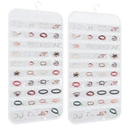80 Pockets Double-Sided Hanging Jewelry Storage Bag, Transparent Earring, Bracelet, Ring Bag, 33x17 Inch Large Size Fits Wardrobe/Shelf Rod, Travel Portable, Non-Woven(White)