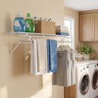 COSTWAY Closet Shelves Wall Mounted, Closet Shelf with Hanging Rod, Ventilated Metal Wire Shelving Kit, Wire Wall Shelf for Laundry Room, Bedroom, Home, Mounting Accessories Included (4 ft x 12 in) - size: 4 ft x 12 in