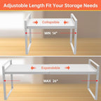 Adjustable Kitchen Shelf Organizer 9", (2 Pack) Heavy-Duty Cabinet Shelves for Countertop, Pantry & Microwave, Expandable Space-Saving Storage Rack with Non-Slip Pads, White - color: 9" wide ( 2 PACK)