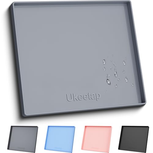 ukeetap Extra Thick Silicone Mat Waterproof with Raised Edge 22" x 19", Under Sink Mat for Kitchen & Bathroom, Kitchen Cabinet Liner, Multi-Purpose for Storage & Protection, Gray - color: Gray, size: 19"L x 22"W