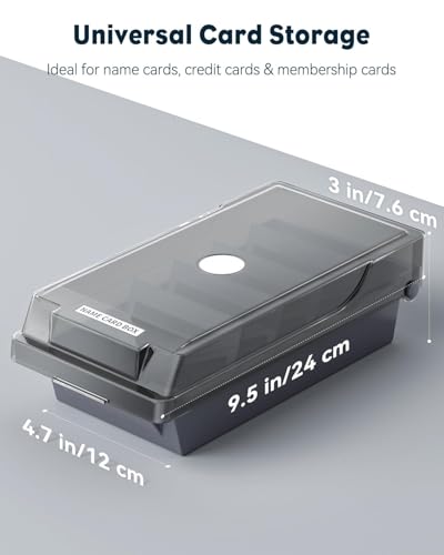 Uniclife Business Card Holder for Desk, Large Plastic Business Card Organizer Business Card Box with Lid, Dividers & A-Z Index Tabs, Desktop Index Card Holder, Name Card Storage Box, 500 Card Capacity - size: Medium