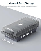 Uniclife Business Card Holder for Desk, Large Plastic Business Card Organizer Business Card Box with Lid, Dividers & A-Z Index Tabs, Desktop Index Card Holder, Name Card Storage Box, 500 Card Capacity - size: Medium