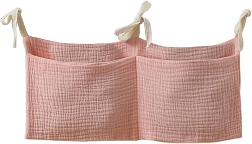 Bedside hanging bag for storing baby milk bottles and blankets - Baby diaper folding bed organizer bag - Brown - color: brown