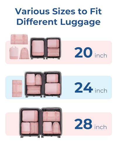 BAGSMART Hanging Compression Packing Cubes for Closet Organizers And Storage, 6 Set Suitcase Organizer Bags Set, Cruise Travel Essentials for Women | Hanging, Compression, Packing Cubes, for Women - color: Coffee Brown