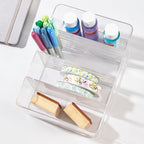 STORi 4-Compartment Clear Plastic Organizer, Rectangular Divided Makeup and Vanity Storage Bin, Use Upright for Eyeshadow Palettes, Made in USA