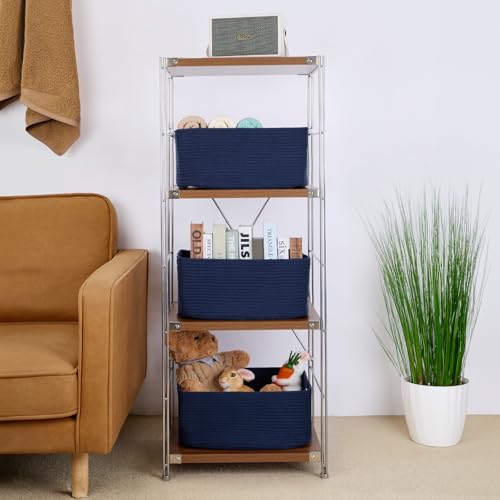 MiniArk Large Storage Baskets for Shelves, Closet Organizers Bins for Clothes Blanket Towels, Baby Nursery, Toy Baskets Box, Woven Rope Baskets, 17 x 13 x 7.5”, 2 Packs Navy Blue - color: Navy Blue, size: 2pcs-L17×W13×H7.5"