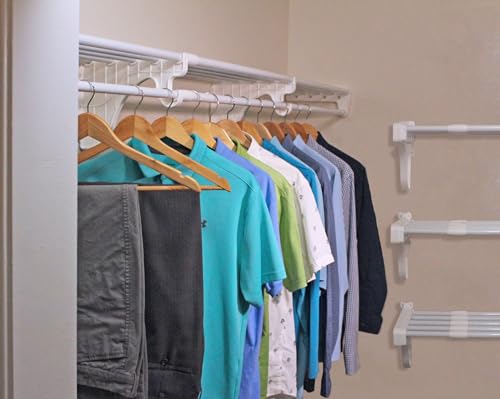 EZ Shelf - Hanging Shelf - Closet Rod - Expands 17.5-27” - White, Closet Shelves - Strong, Holds 200 lbs - DIY, Easy Install - to 2 Side Walls - Alternative to Wire Shelving - color: White, size: 17.5 in-27 in