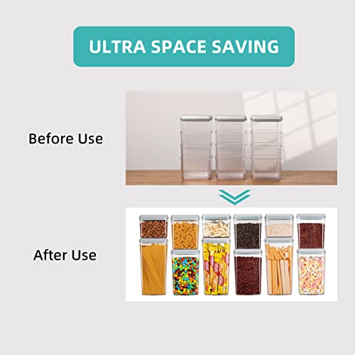 Ankou Food Storage Containers Pop Airtight Food Storage Containers with Lids for Kitchen Pantry Organizing Cereal Snack Flour Sugar Coffee Spaghetti Stackable - 8 Pcs (1.2, 2.0, 2.7, 3.3qt)*2 - color: 8 Pcs Set (1)