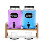 2-Pack Laundry Detergent Dispenser with Bamboo Stand，1 Gallon Laundry Soap Dispenser with Measuring Cup，Glass Laundry Detergent Containr for Laundry Room Organization and Storage