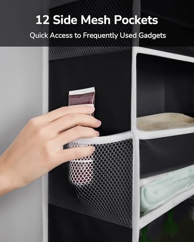 ULG 2Pack-Over The Door Organizer with 6 Large Pockets 12 Side Pockets Door Hanging Organizer Black Door Hanging - color: Black, size: 2 Pack-6 Tier