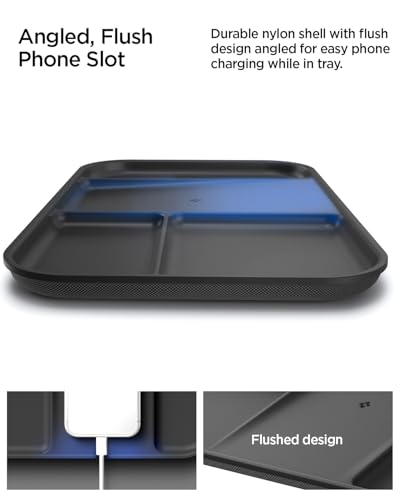 Spigen Modern Valet Tray Premium PU Storage Stylish Organizer Designed for Entryway Bedside Nightstand Desk for Key, Wallet, Watch, Phone, Jewelry, and Everyday Carry Accessories - Black (Sectional) - size: Sectional