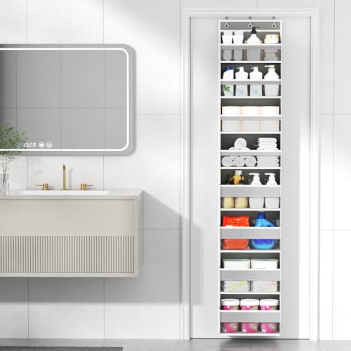 Mefirt Over The Door Organizer, 8 Shelf Door Hanging Organizers with 8 Large Capacity Pockets, Back of Door Organizer Storage Hanging Shelves for Closet Bathroom Bedroom Nursery - color: Grey, size: 8-Tier