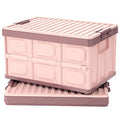 Pink Collapsible Storage Bins with Lids 2-Pack, Folding Plastic Stackable Utility Crates 30L, Durable Containers for Home & Garage Organization - color: Pink