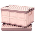 Pink Collapsible Storage Bins with Lids 2-Pack, Folding Plastic Stackable Utility Crates 30L, Durable Containers for Home & Garage Organization - color: Pink