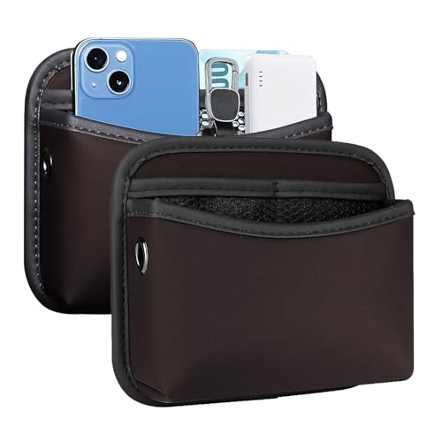 SOOPII 2Pack Car Side Pocket Organizer, Universal Small PU Leather Sewn Car Seat Side Pocket Pouch, Multifunctional Console Side Organizer Bag for Phone, Keys, Sunglasses and Wallet (Brown) - color: Brown