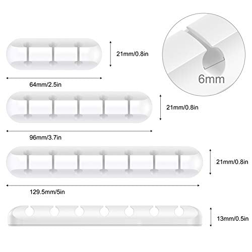 SOULWIT Cable Holder Clips, 3-Pack Cable Management Cord Organizer Clips Silicone Self Adhesive for Desktop USB Charging Cable Nightstand Power Cord Mouse Cable Wire PC Office Home - color: 357-slot-white, size: 753-Slot