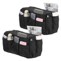 uxcell 2 Pcs Recliner Armchair Caddy, Couch Armrest Organizer with 14 Pockets for Bedside Sofa Remote Control Holder Magazine Phone Book Glasses (Black, 20" x 7" x 9") - color: Black