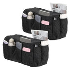 uxcell 2 Pcs Recliner Armchair Caddy, Couch Armrest Organizer with 14 Pockets for Bedside Sofa Remote Control Holder Magazine Phone Book Glasses (Black, 20" x 7" x 9") - color: Black