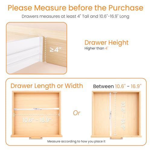 4 Pack Drawer Dividers for Clothes, 4" High 10.6"-16.9" Drawer Divider Adjustable Expandable Dresser Drawer Organizer, Clear Dresser Separators for Clothes, Underwear, Baby Clothes,Cosmetic,Toiletries - size: 4 Pack
